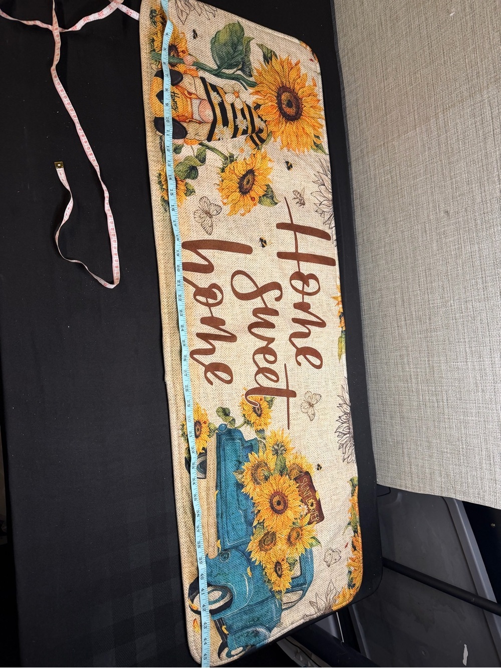 Sunflower Blue Truck Doormat "Home Sweet Home"